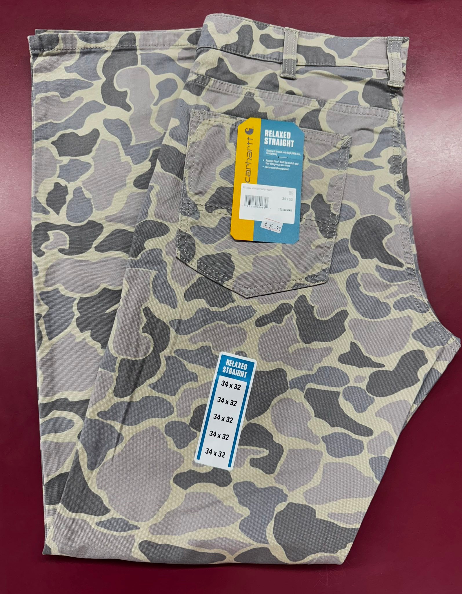 NEW IN STOCK!! Carhartt Khaki Vintage Camo Relaxed Fit Pants Size 