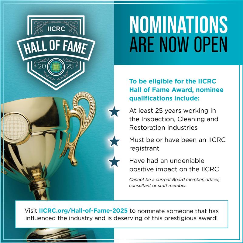 🚨We need the industries help! 📢 Nominations are now open for the IICRC ...