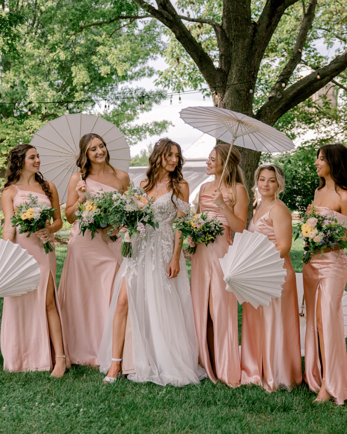 bridesmaid dresses in rose gold a moment for the girls their shiny satin ✨ Bride: @magda.szakiel Floral: @cwilliams0122 Photographer: @jennacederbladphoto Makeup: @verni_muba_makeup + @ninayaremus Hair: @lotussalonsuite pink dresses, wedding day, wedding Silk Color:INK BLUE long prom dess backless maxi dress elegant I cannot 100% guarantee