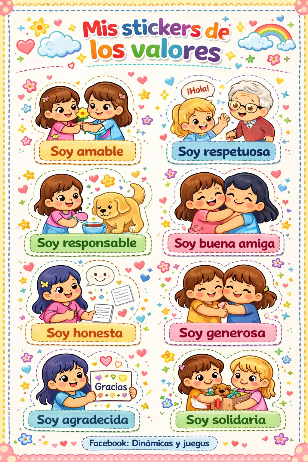 ⭐💖 Stickers de valores para niñas ⭐💖... - Dinamicas y Juegos | Facebook