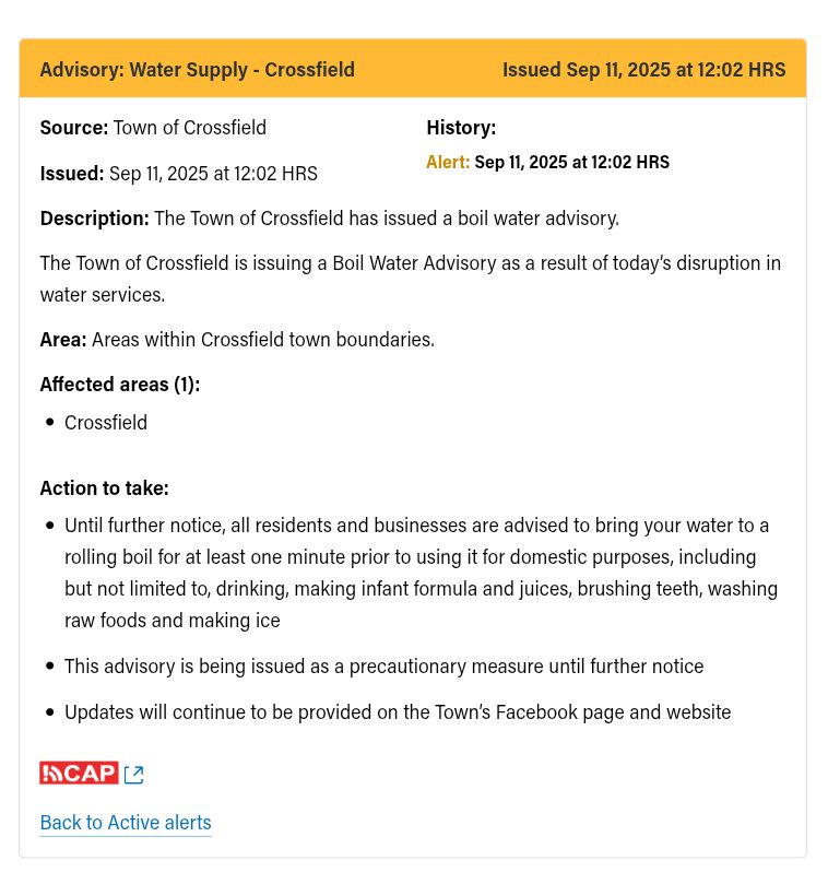 CMcalgary - The Town of Crossfield has issued a boil water... | Facebook