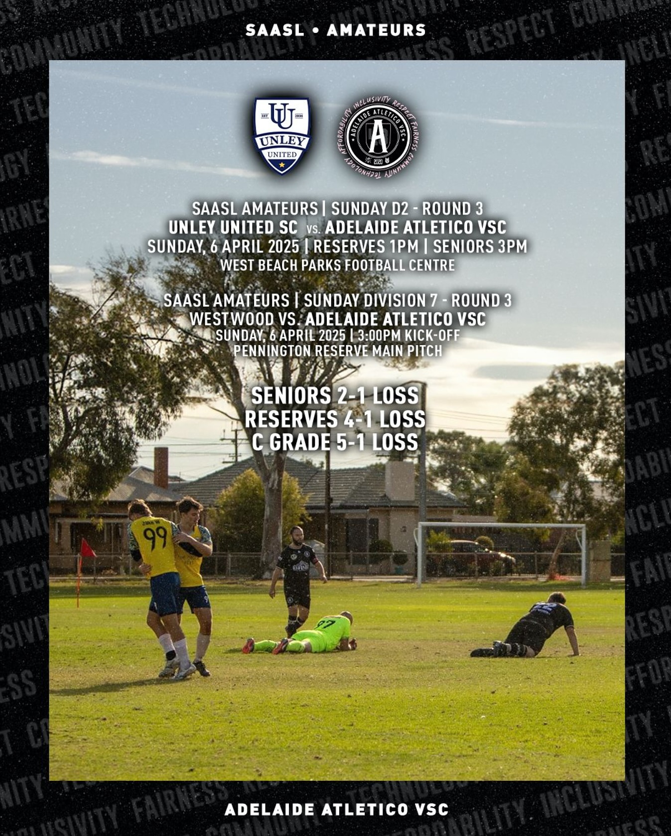 𝗥𝗘𝗦𝗨𝗟𝗧𝗦 | #SAASLAMATEURS Round 3 🆚... - Adelaide Atletico VSC | Facebook