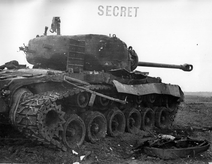 TankHistoria - A M26 Pershing tank lies knocked out on 1 March 1945 ...