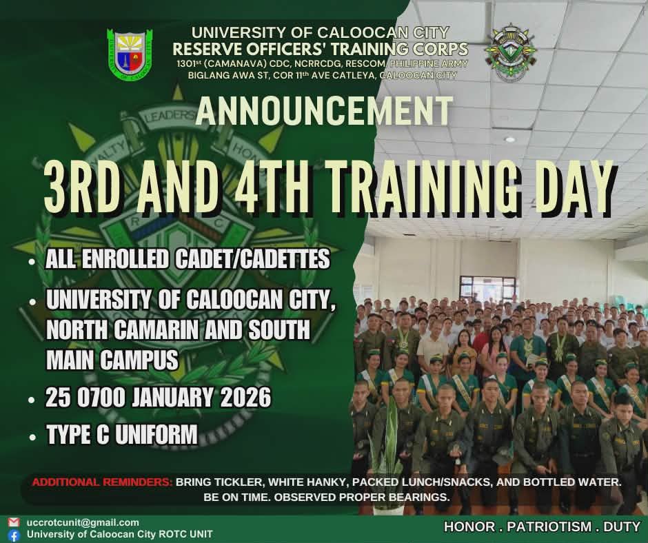 Good day,... - University of Caloocan City ROTC UNIT | Facebook