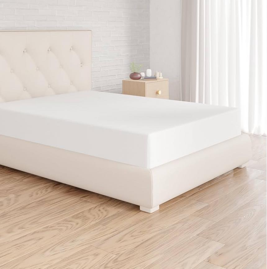 Baptiste Blanc Drap Housse 160x200cm Bonnet 40cm - 100% Coton Blanc Qualité Supérieure