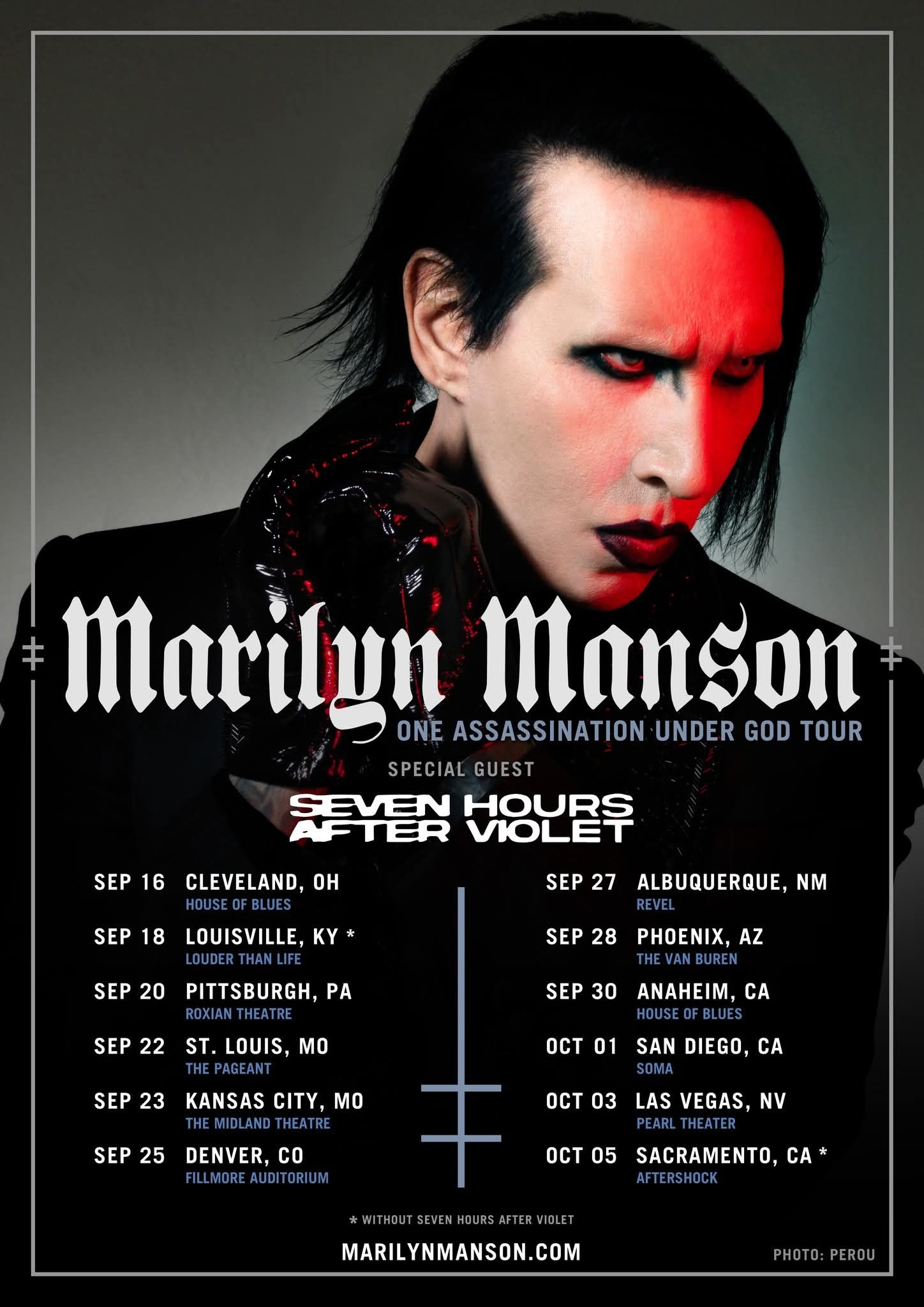 Marilyn Manson 2025 tour shirt from Baltimore show