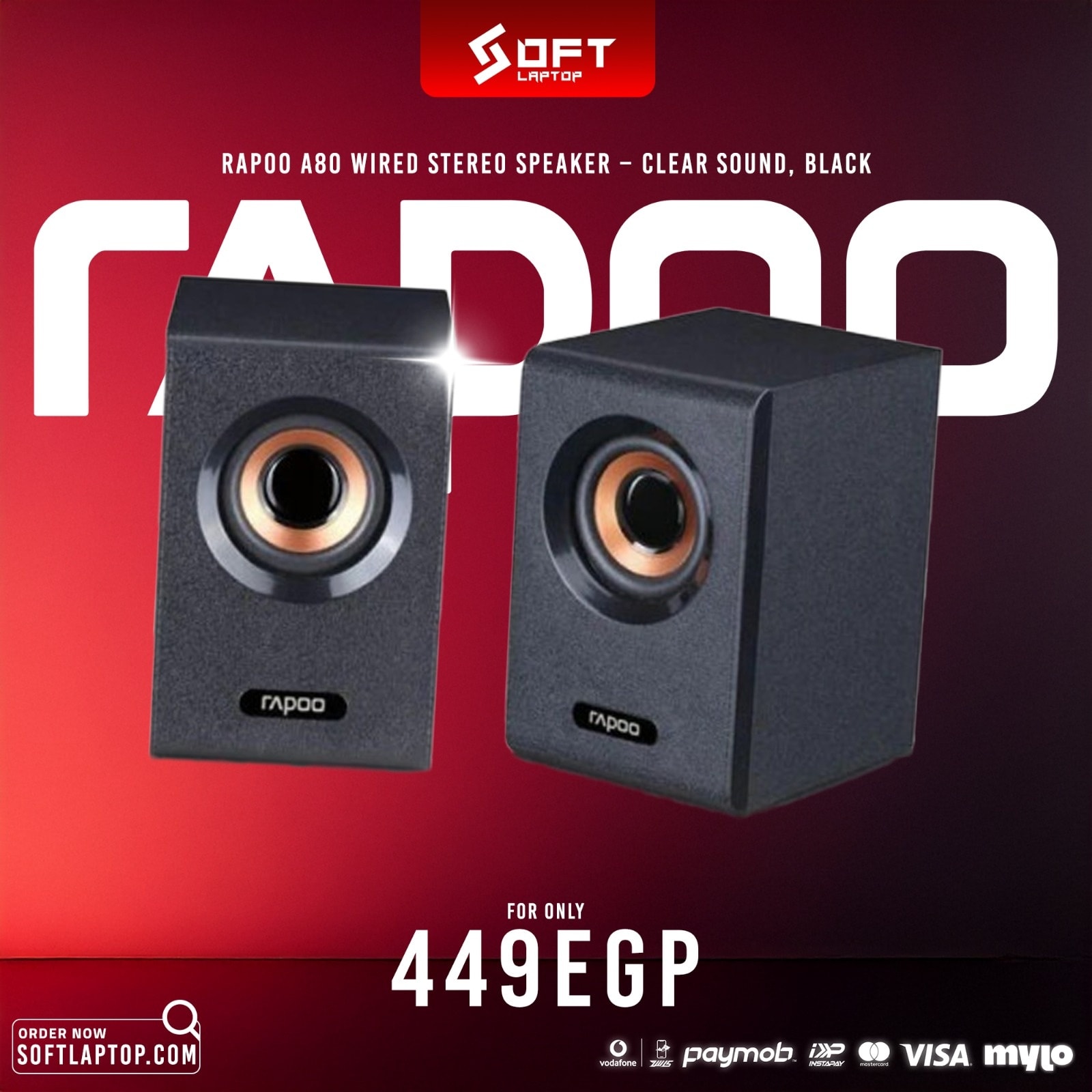 Soft Laptop - ⚡ Rapoo A80 Wired Stereo Speakers ⚡ سماعات... | Facebook