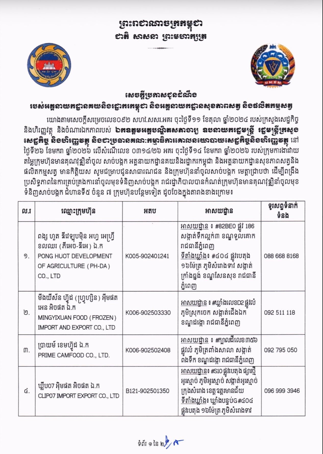 អគ្គនាយកដ្ឋានគយនិងរដ្ឋាករកម្ពុជា General Department of Customs and ...
