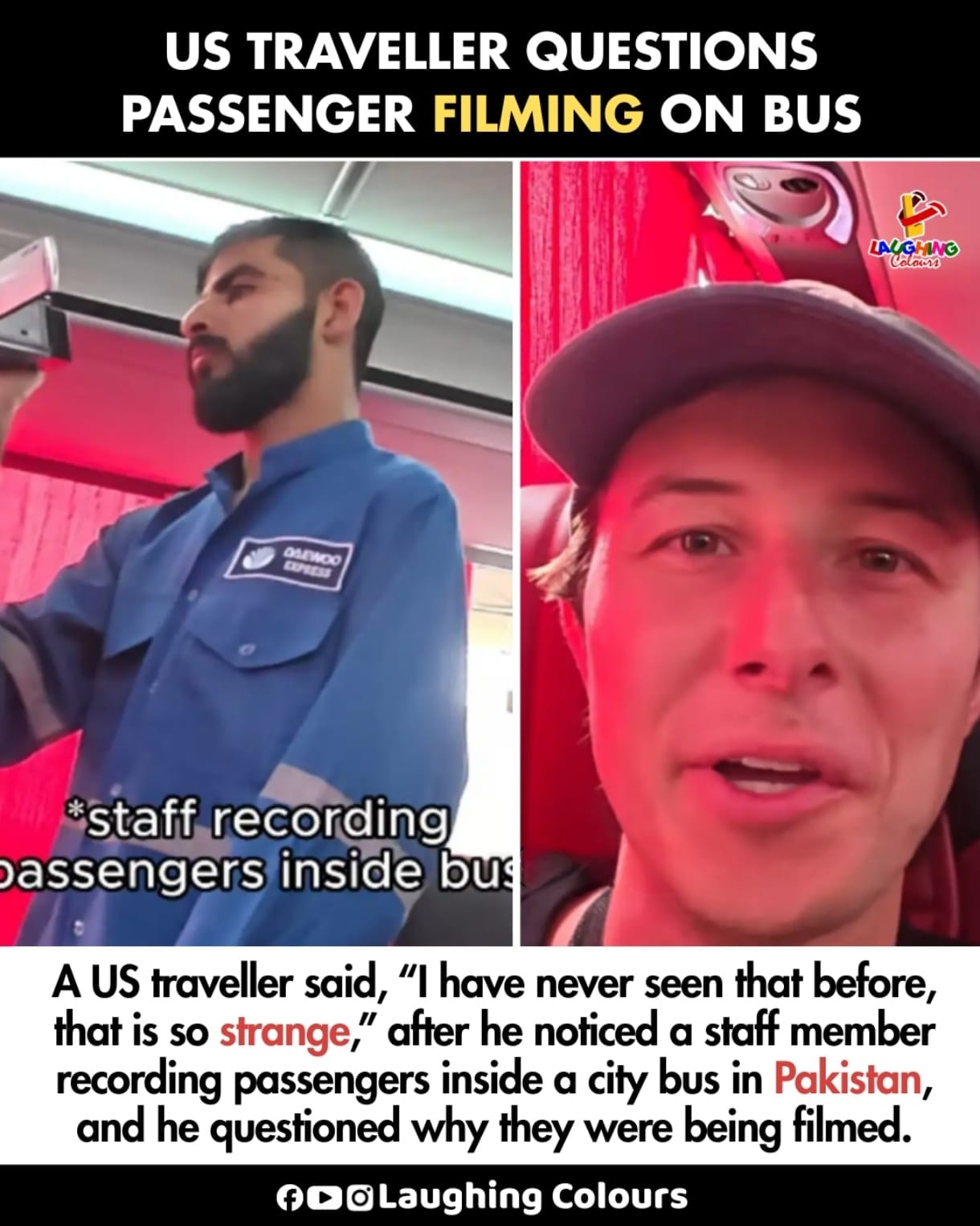 Laughing - US traveler questions bus filming 🎥 #Pakistan #BusTravel # ...