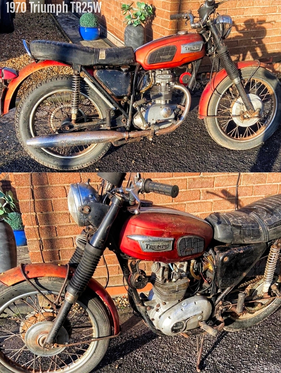 1971-Triumph-250cc-T250T-Barn-Find-Project. Has a BSA(B25)Tank on