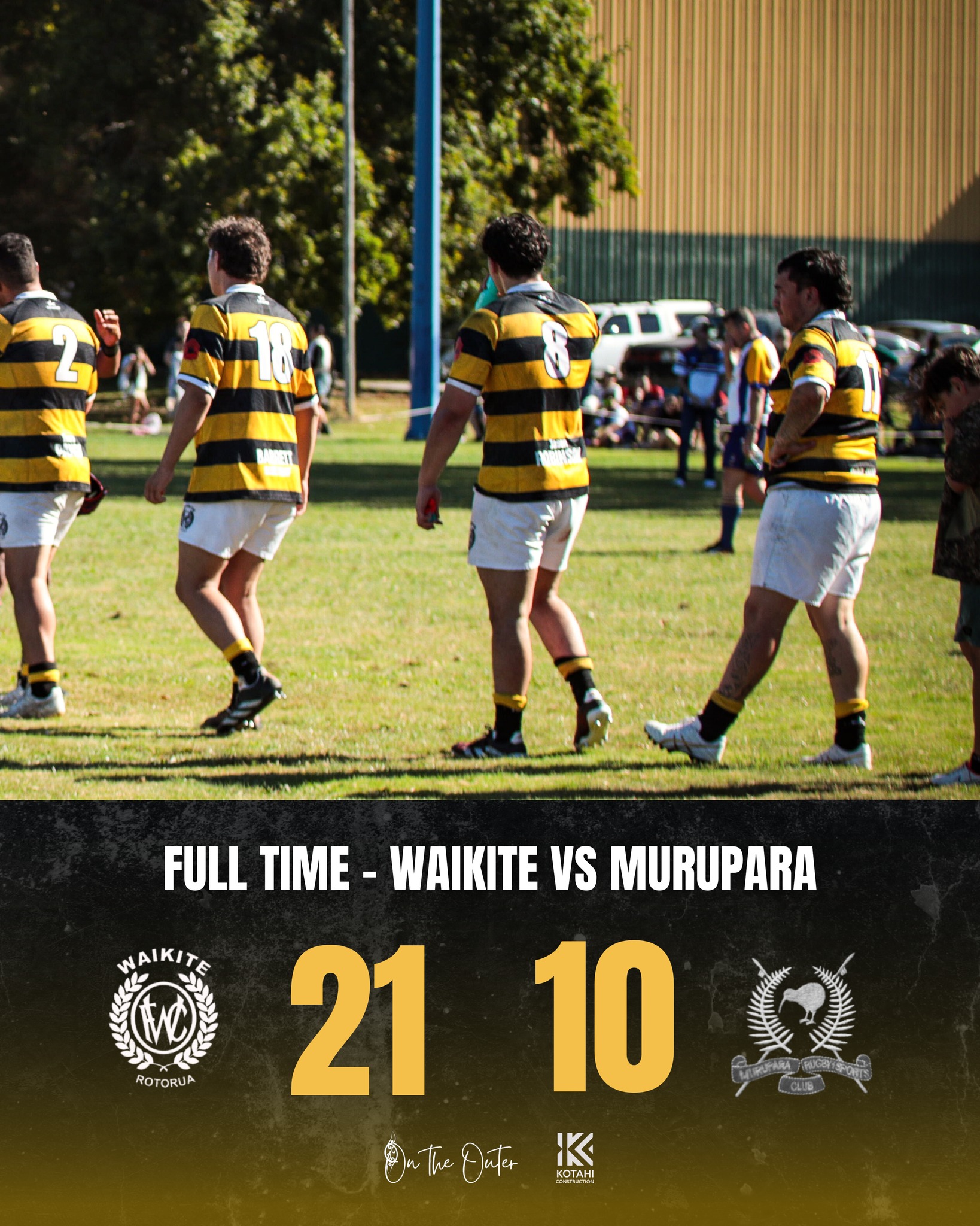 Waikite - Away game, coming back with the win. Well done boys. Thanks ...
