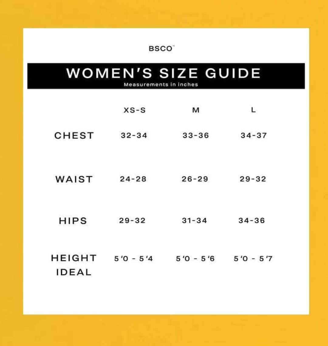 BSCO Size Guide ️ - House of Fashion