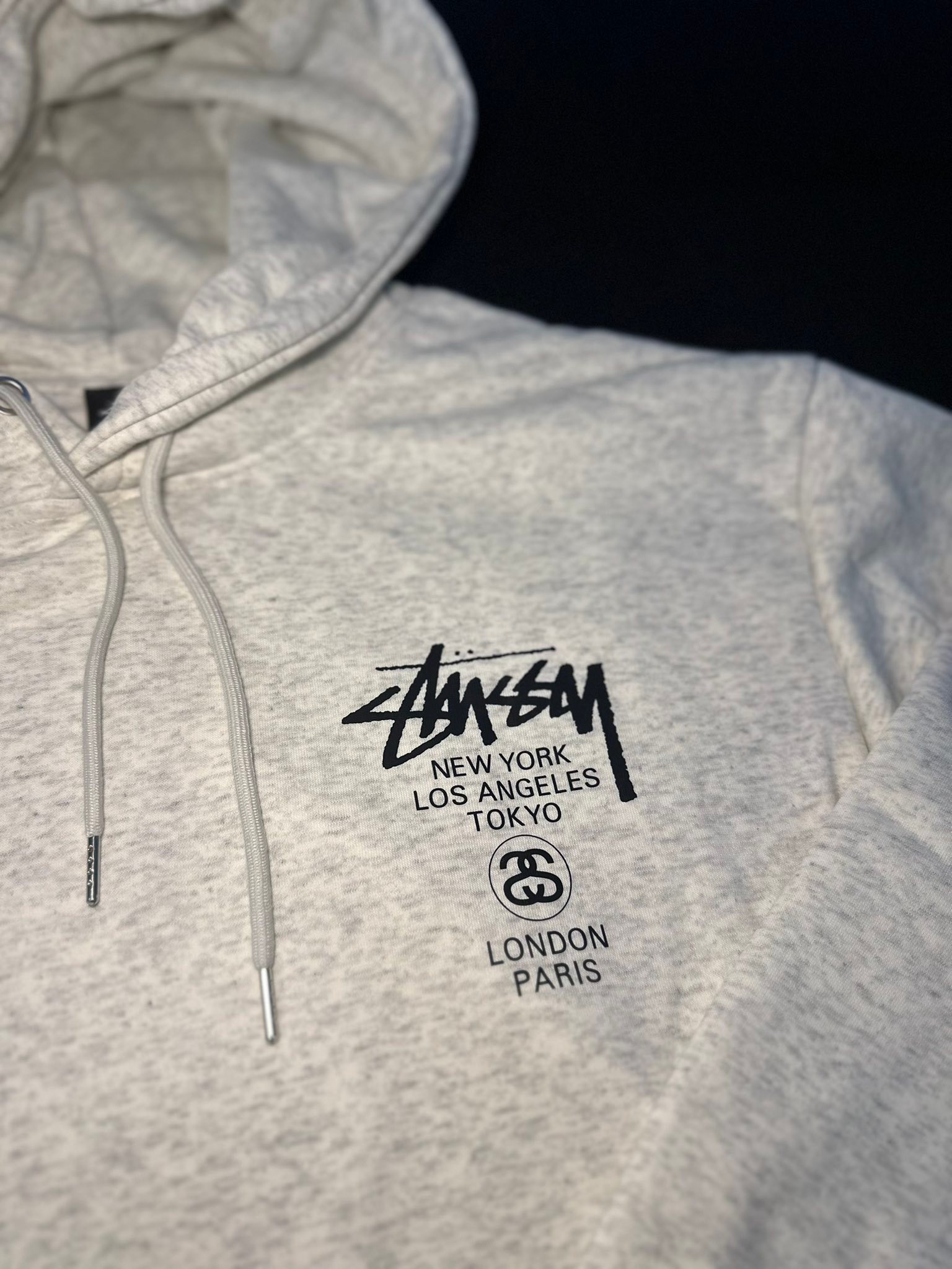 Stussy world Tour Hoodie. Gray Small-XL sizes available. kindly dm 