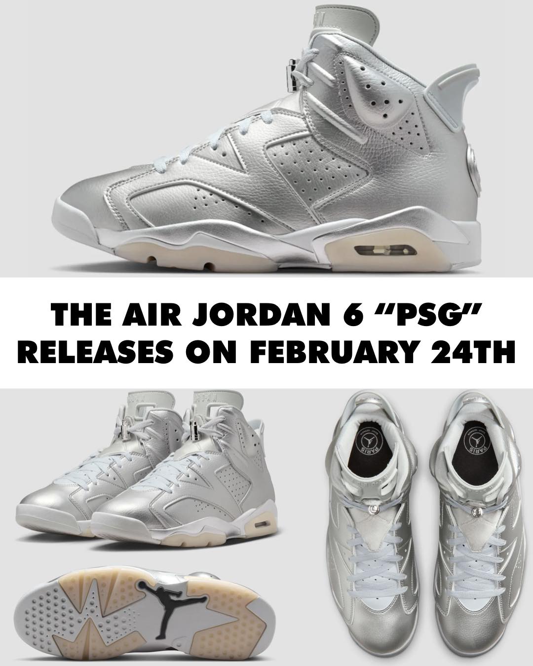 Get the Jordan 6 'PSG' on 2/24 exclusively at We The Best x SNIPES!”
