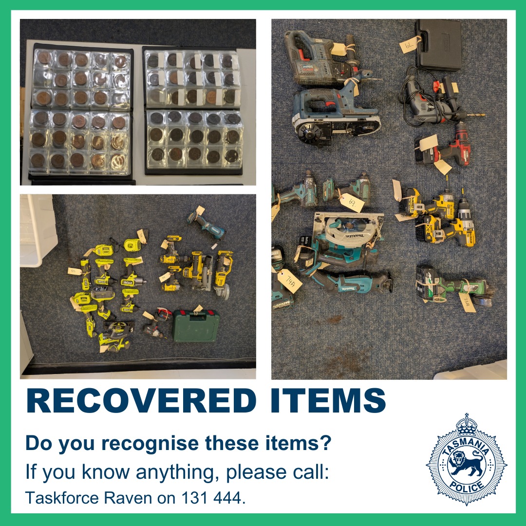 Tasmania Police - Do you recognise any of these items? 👀... | Facebook