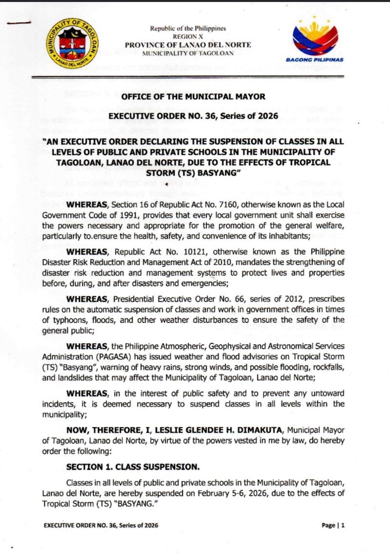 📑 𝐄𝐗𝐄𝐂𝐔𝐓𝐈𝐕𝐄 𝐎𝐑𝐃𝐄𝐑 𝐍𝐎. 36, 𝐬. 2026 AN EXECUTIVE ORDER DECLARING THE ...