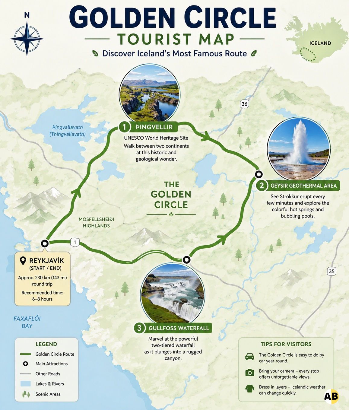 Golden Circle Tourist Map Guide ✨ is a journey through some of