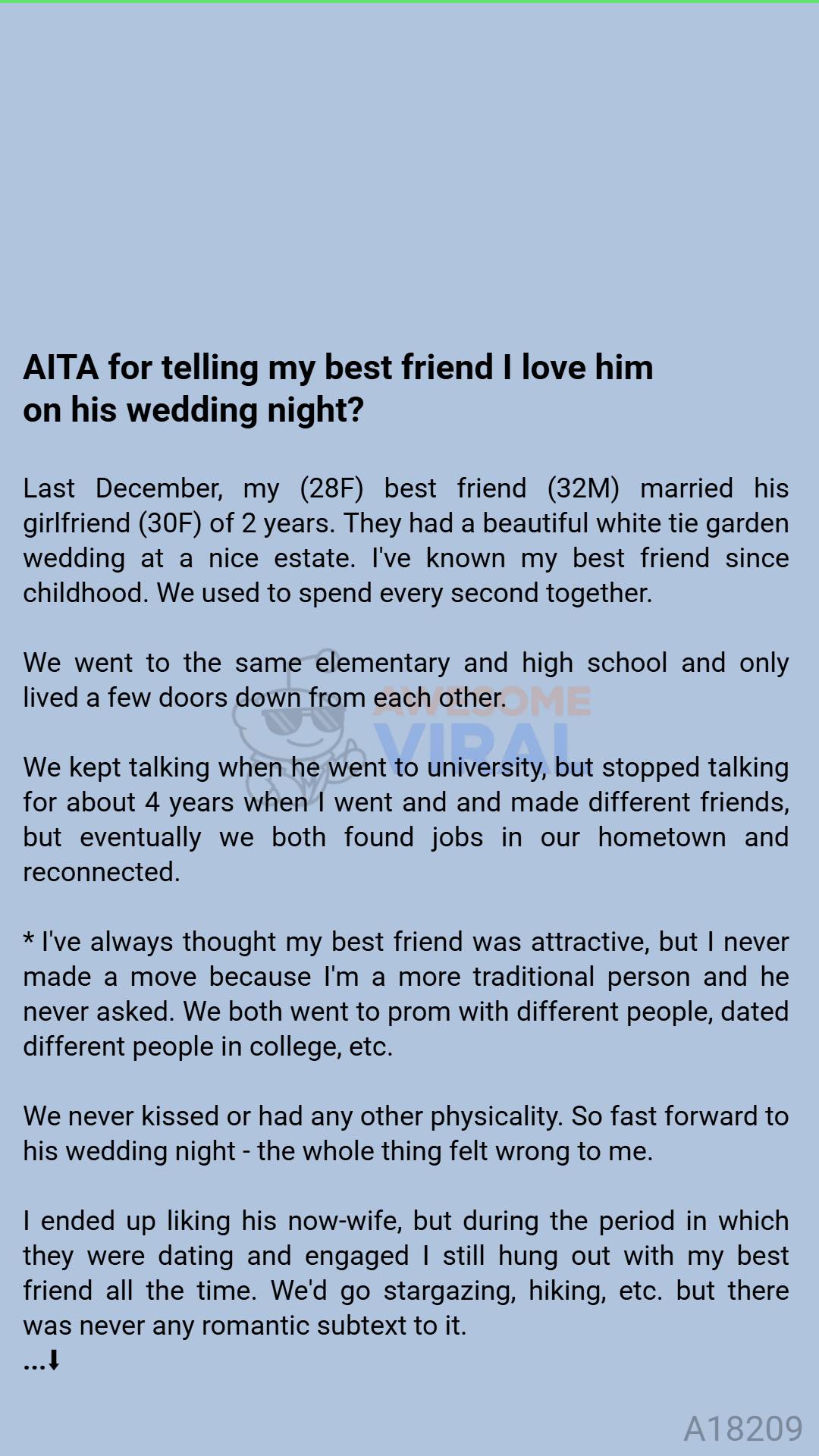 Awesome - AITA for 🏖 telling my best friend 🚘 I love him on his wedding ...