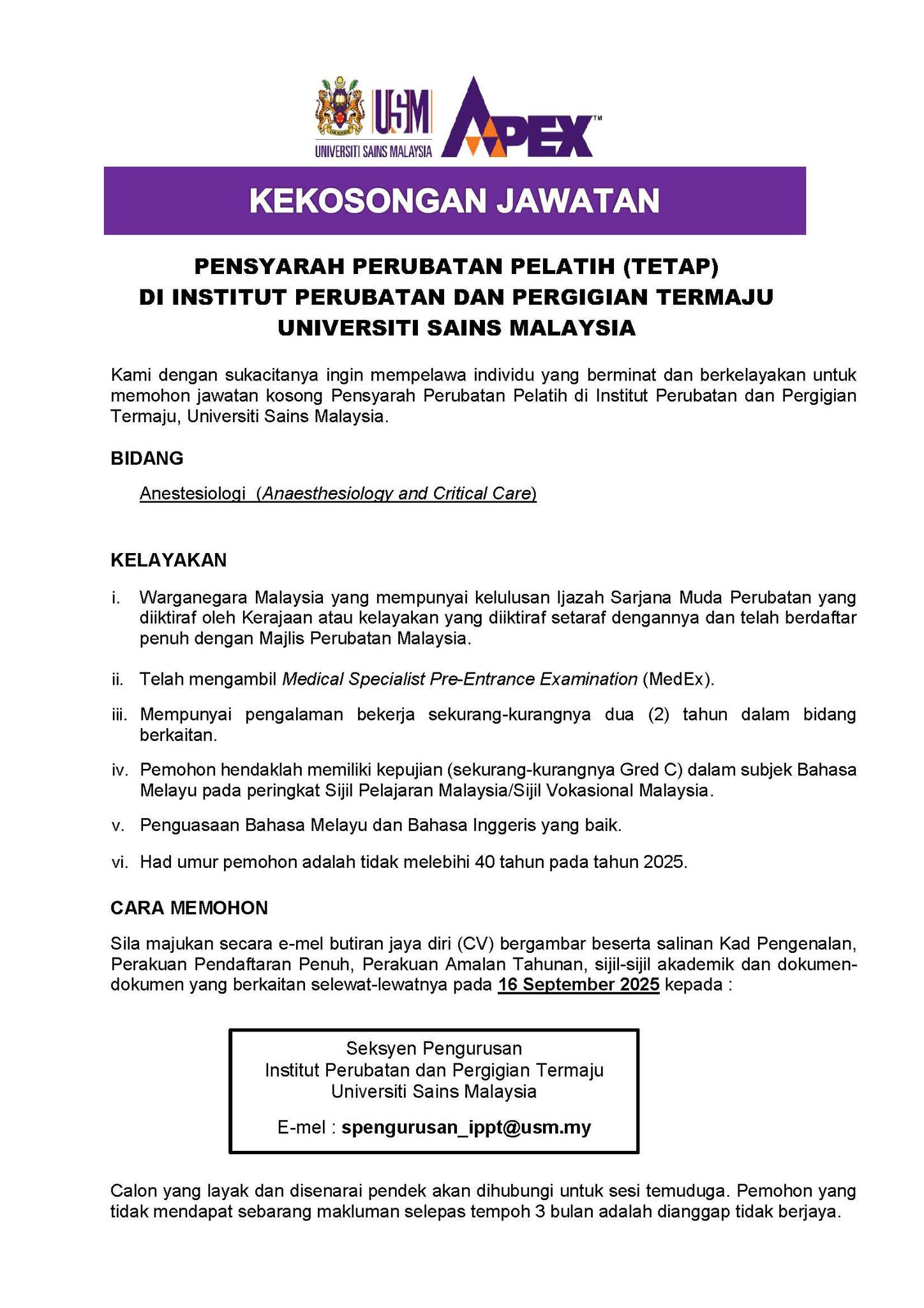 Advanced... - Advanced Medical and Dental Institute, USM