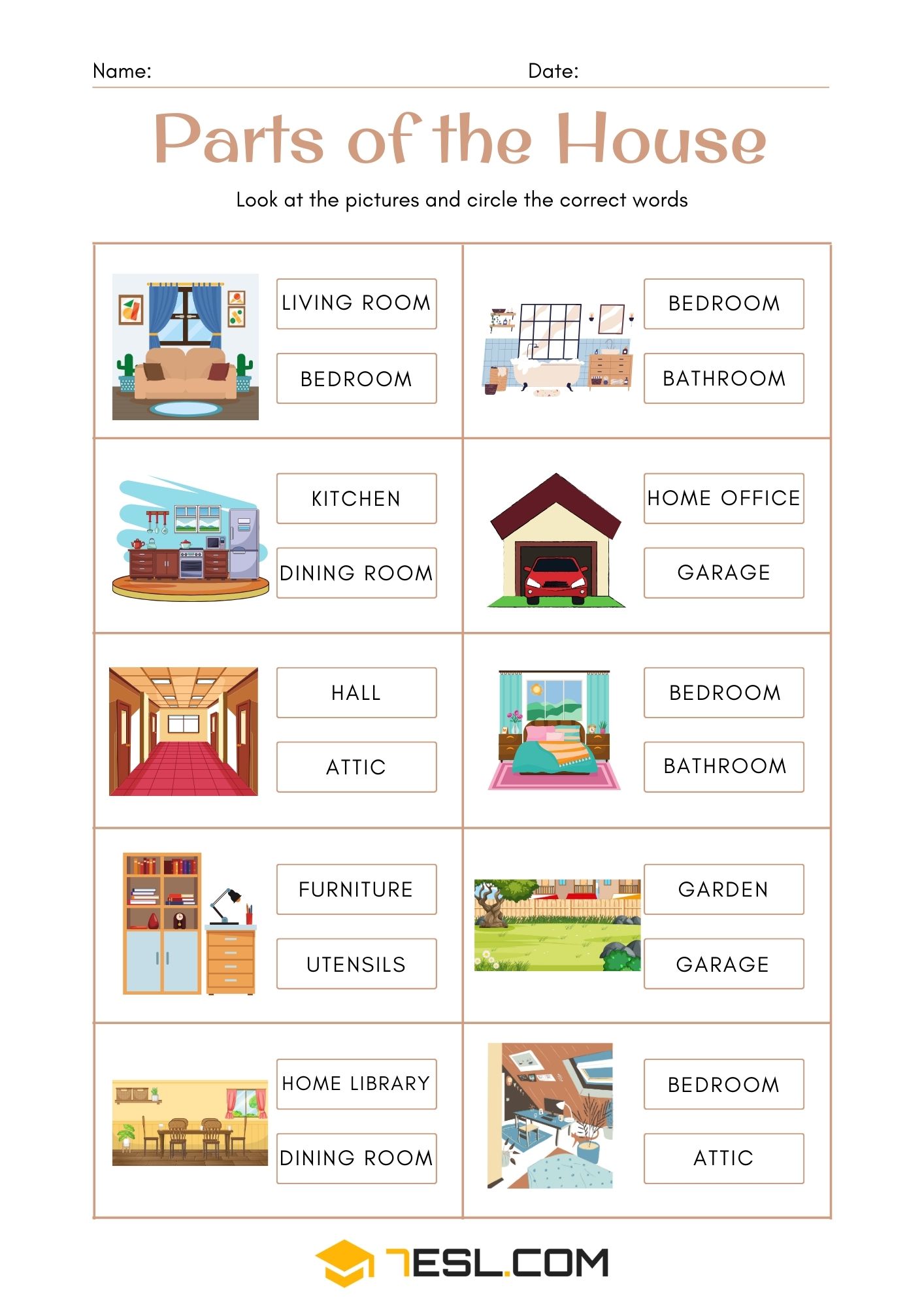 House Worksheets! https://7esl.com/house-worksheets-for-kids/