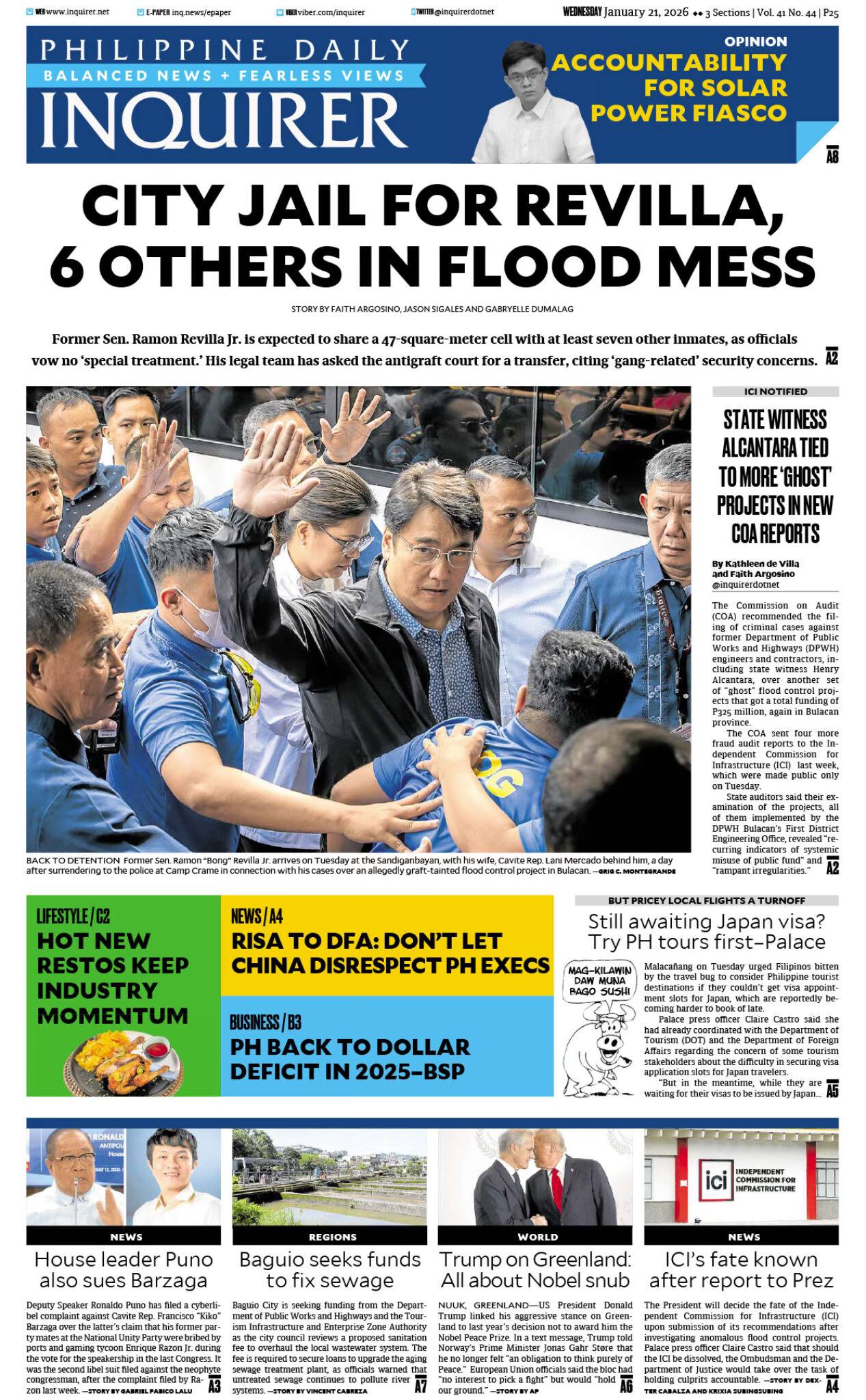 INQUIRER.net - Today's Inquirer front page (January 21, 2026). | Facebook