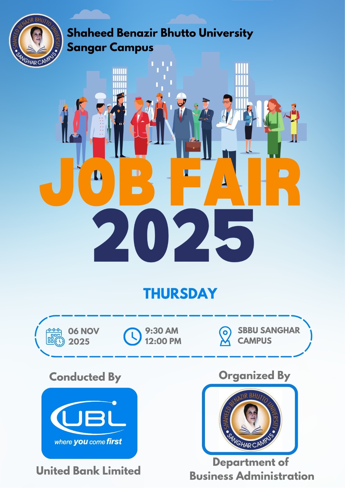 Shaheed - Job Fair 2025 Shaheed Benazir Bhutto University, Sanghar ...