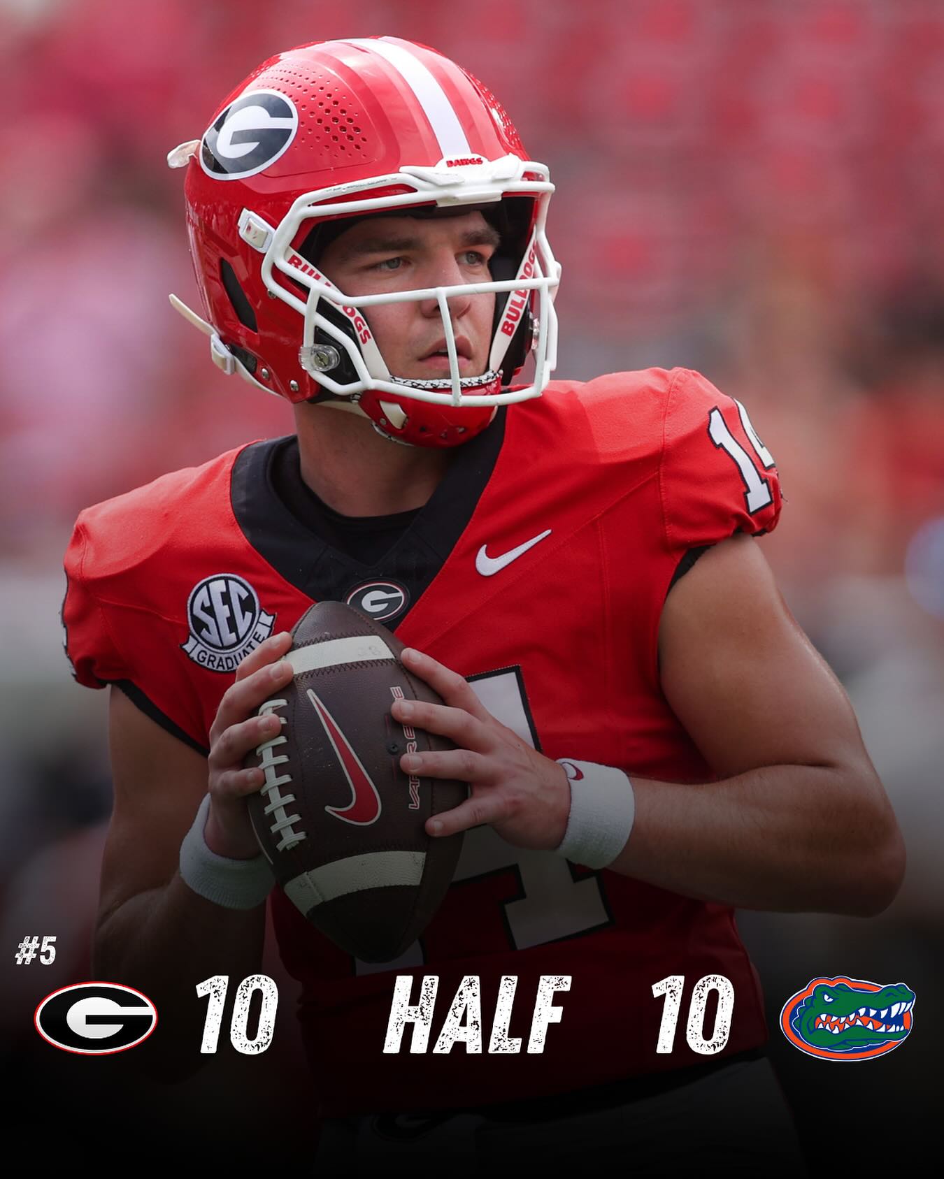 UGA - All knotted up at the half down in Jacksonville for the #ugavsfl ...