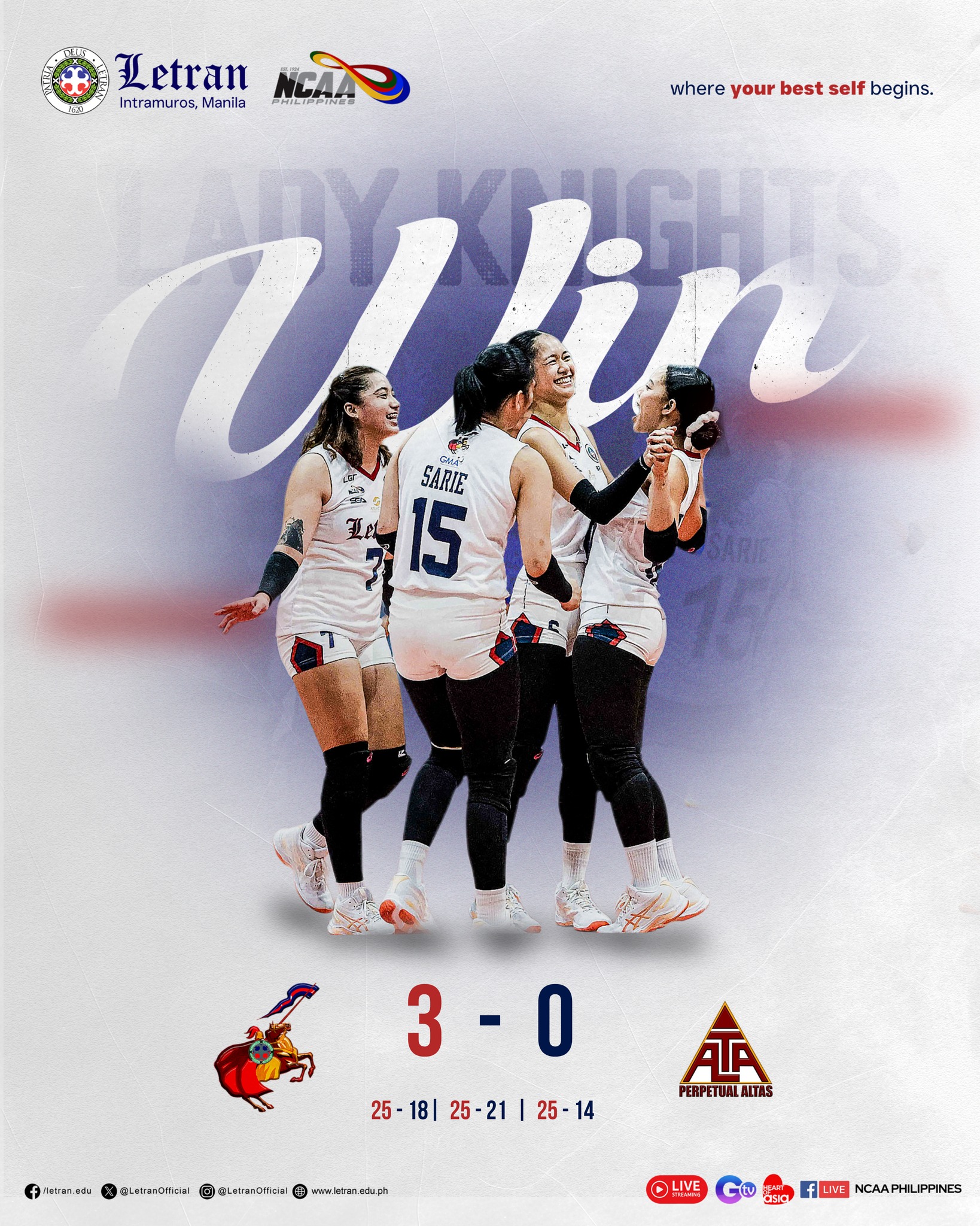 Colegio - STILL UNSTOPPABLE! ⚔️ The Letran Lady Knights extend their ...