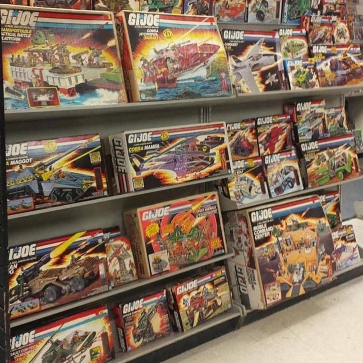 Vintage G.I.Joe toys on store shelves during holiday season