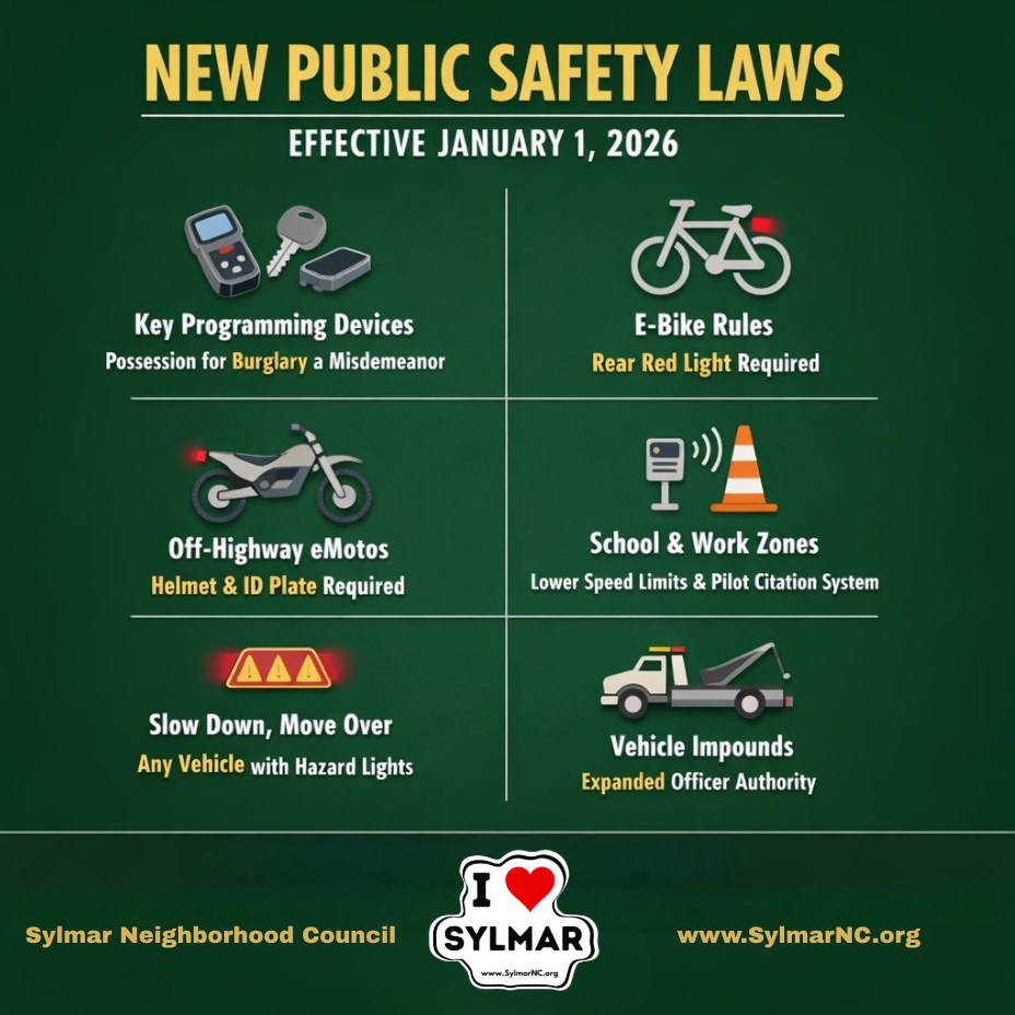 Sylmar - New Public Safety Laws Taking Effect January 1, 2026 As of ...
