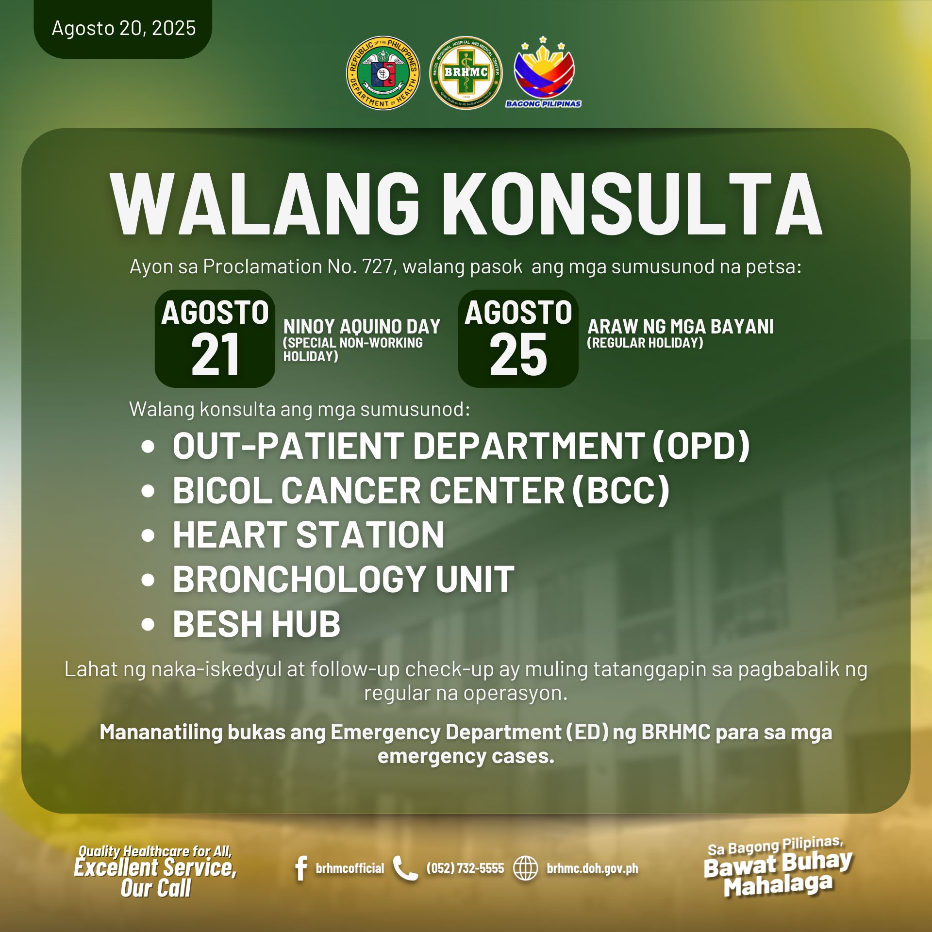 Bicol... - Bicol Regional Hospital and Medical Center - BRHMC