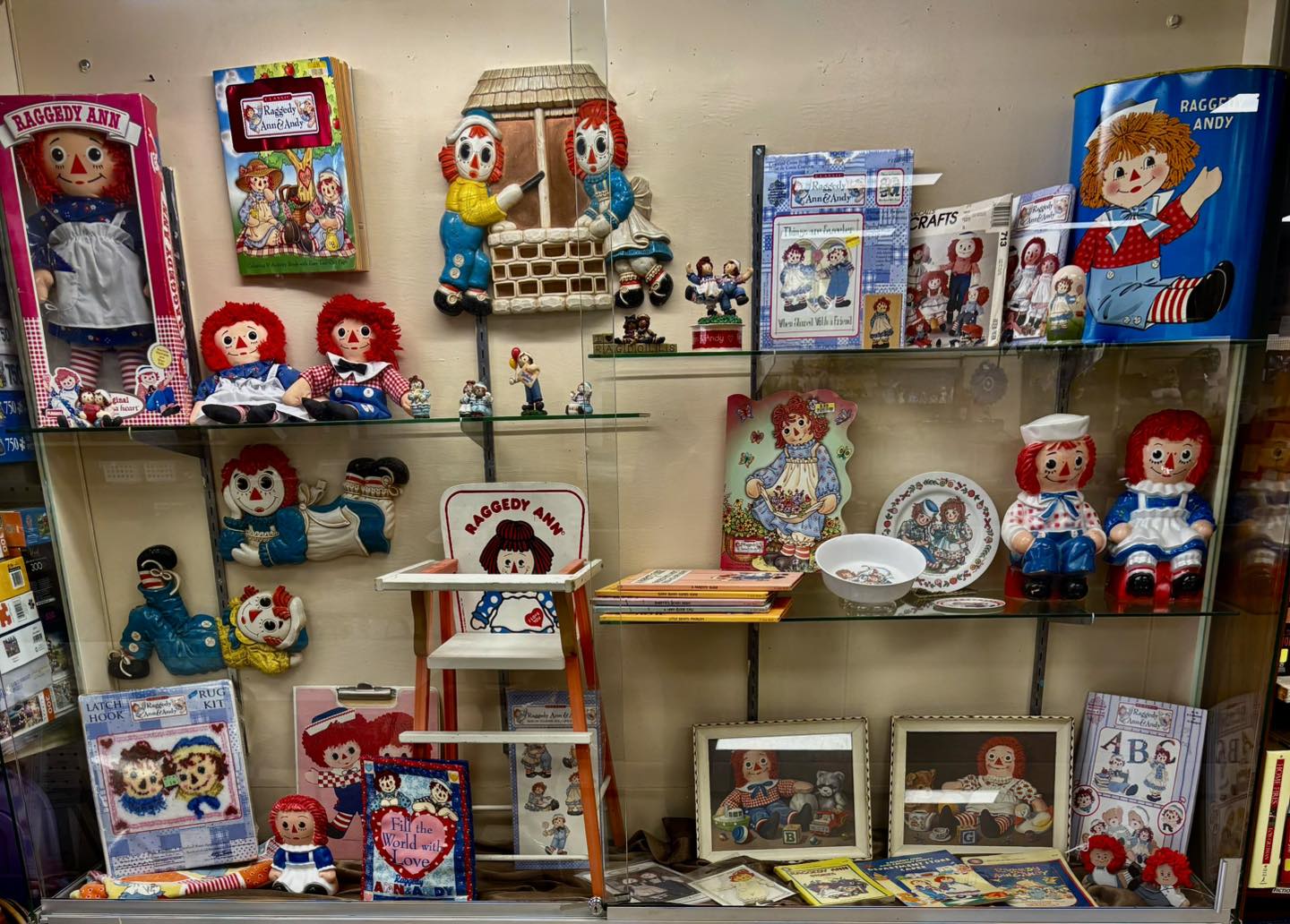 Raggedy Ann and Andy display at Bluffton Ohio Senior Center