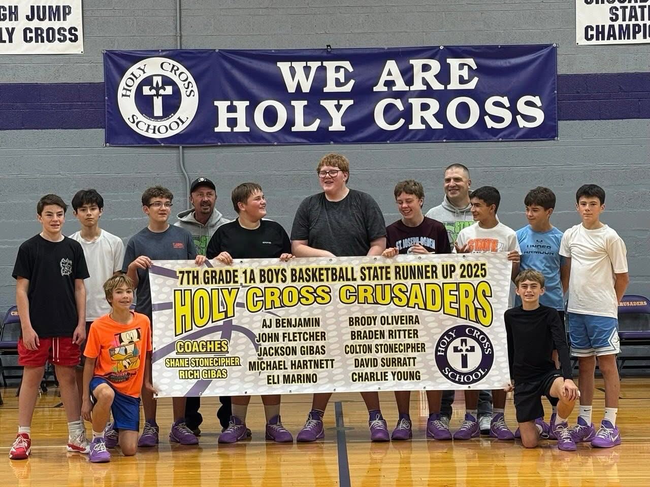 🏀 Banner Raised! 🏀 Our 8th grade boys... - Holy Cross School | Facebook