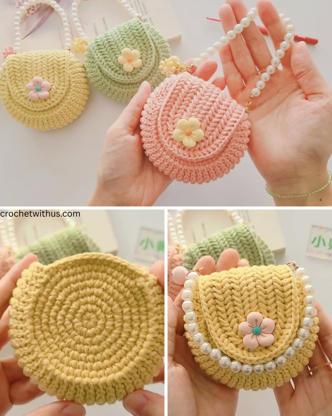 Crochet pattern for tiny bag tutorial