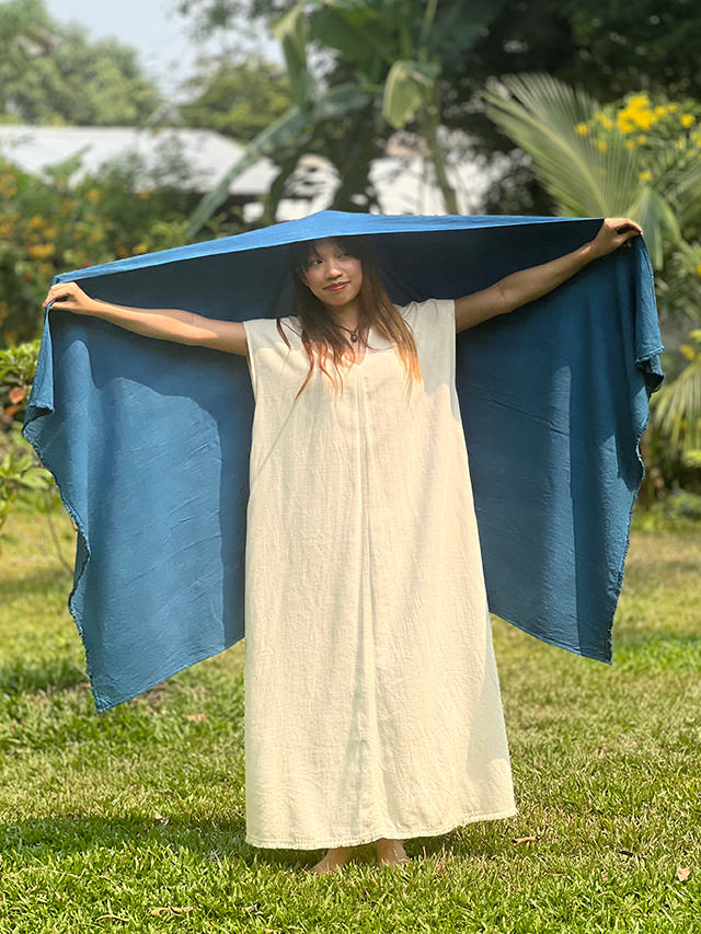 テロテロヘンプ生地のマルチ大判ショールの草木染め 【新色】asana
