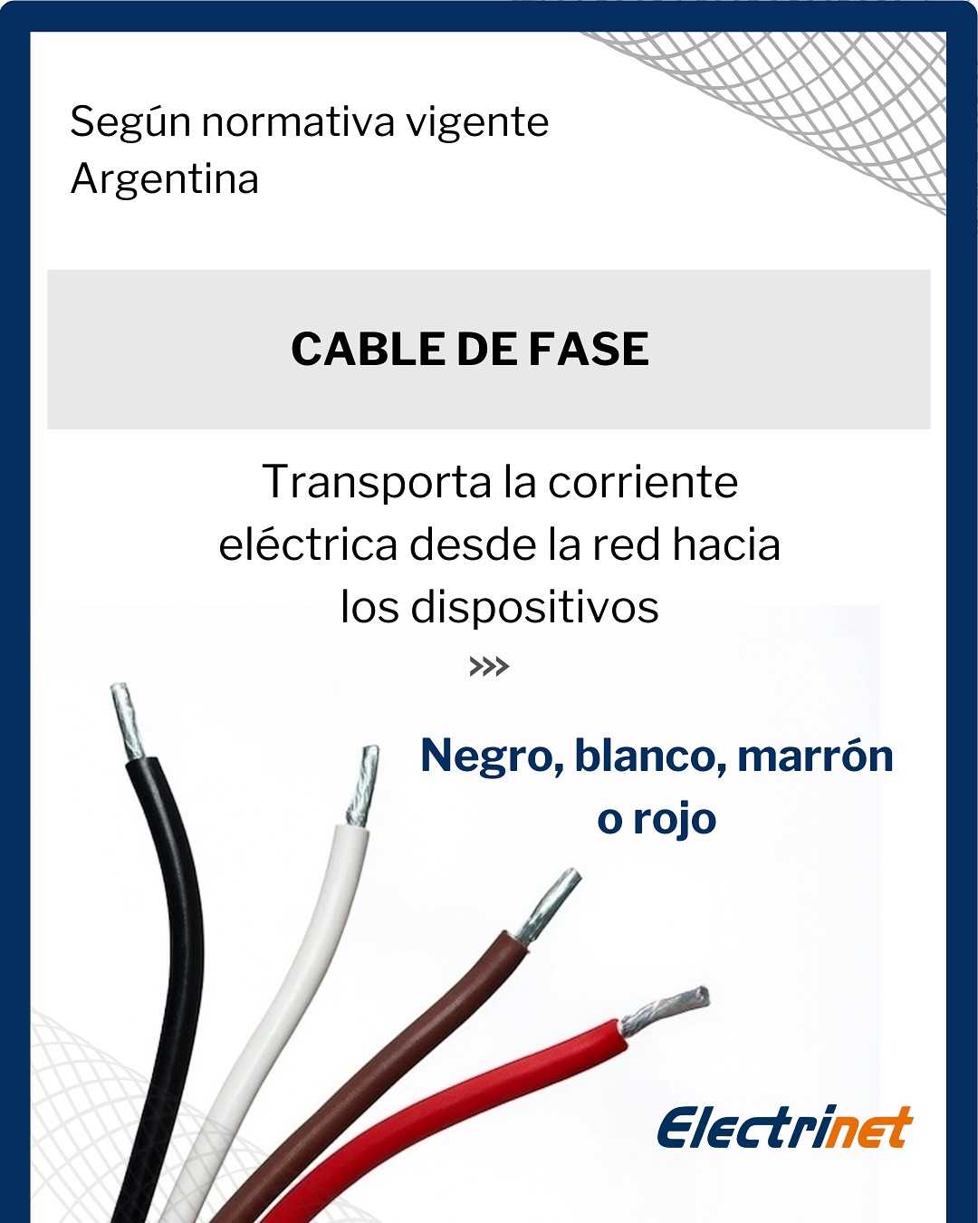 Electrinet SRL - ¿Sabías que cada cable tiene un color con... | Facebook
