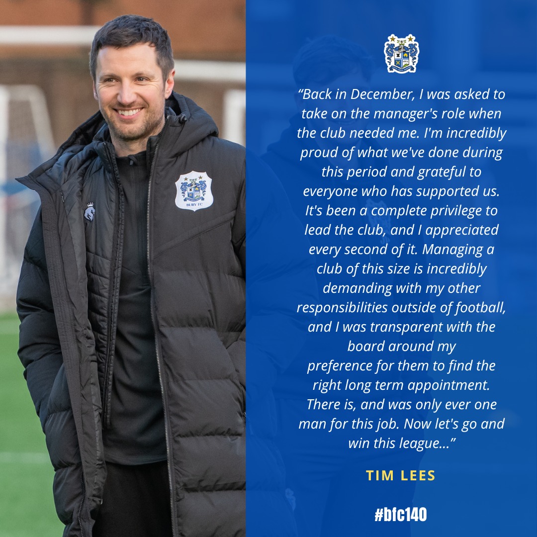 💬 Some words from Tim Lees following... - Bury Football Club | Facebook