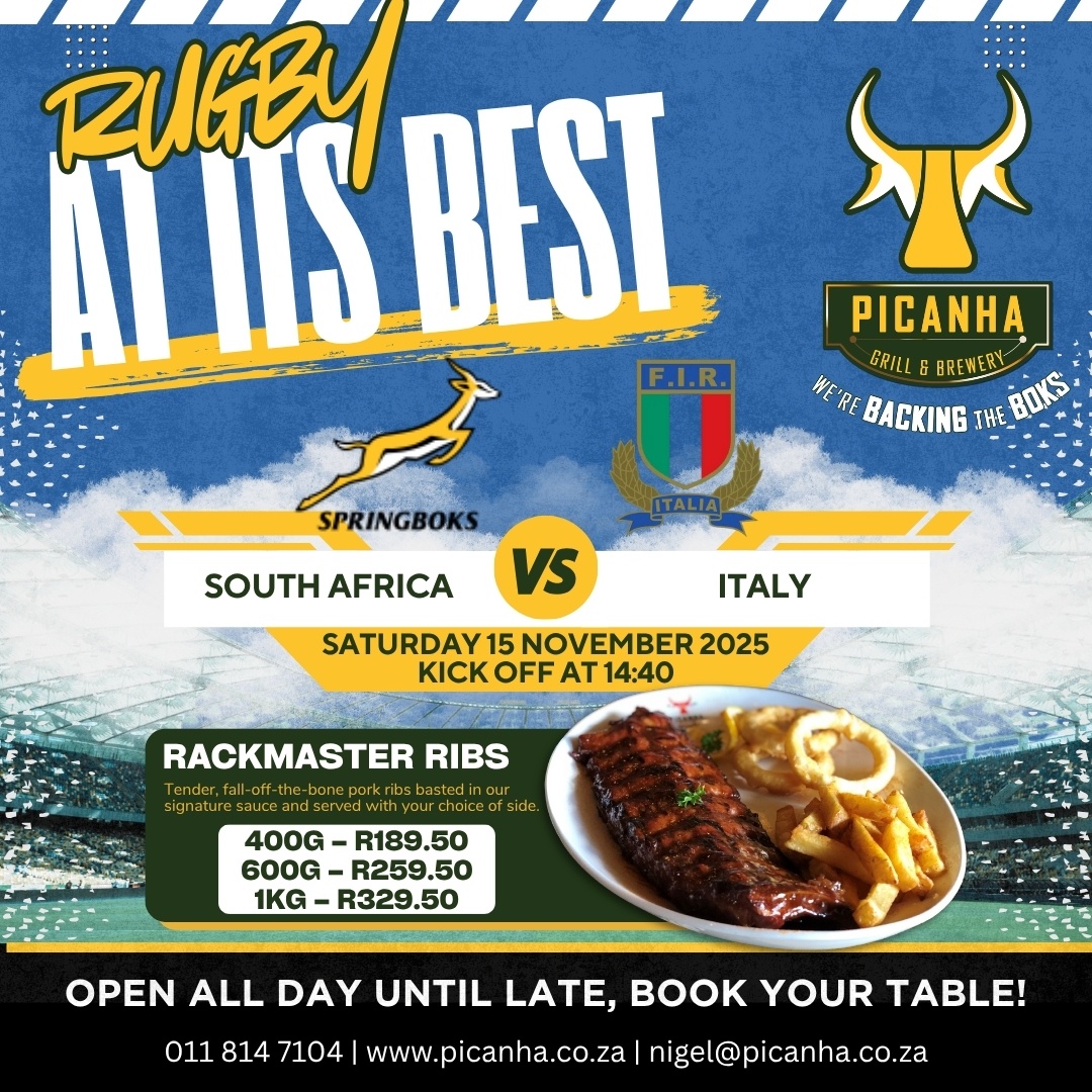 Picanha - Game day plans? Sorted. 💪 Catch the Springboks vs Italy live ...