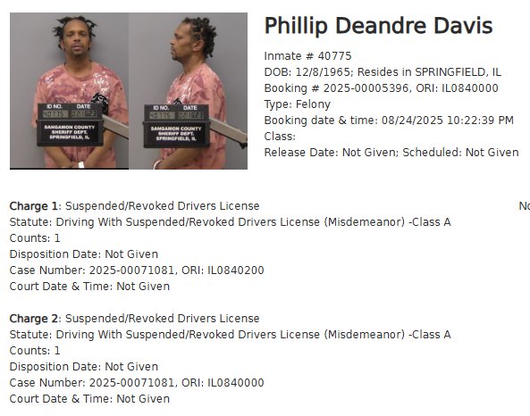 Downstate - Phillip Deandre Davis Inmate # 40775 DOB: 12/8/1965 ...