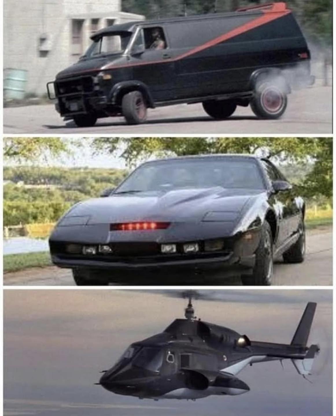 The A-Team (1983-87) Knight Rider (1982-86) Air wolf (1984-86)