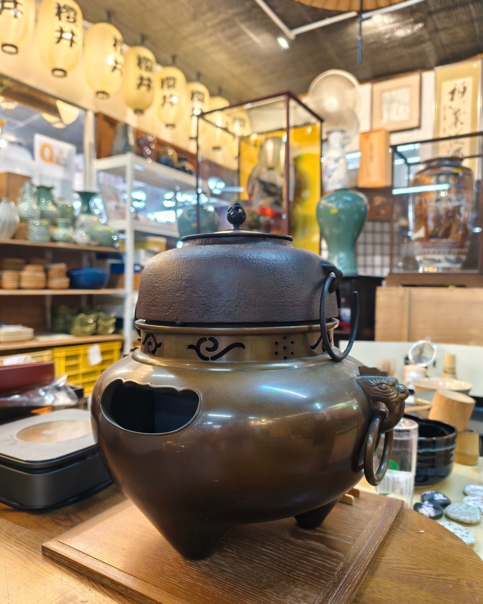 鬼面风炉[铜/铁器] [畠村斋作] 高34cm