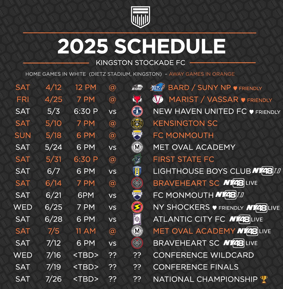 W.O.N - Here's The Official NY 48 Kingston Stockade FC Broadcast ...