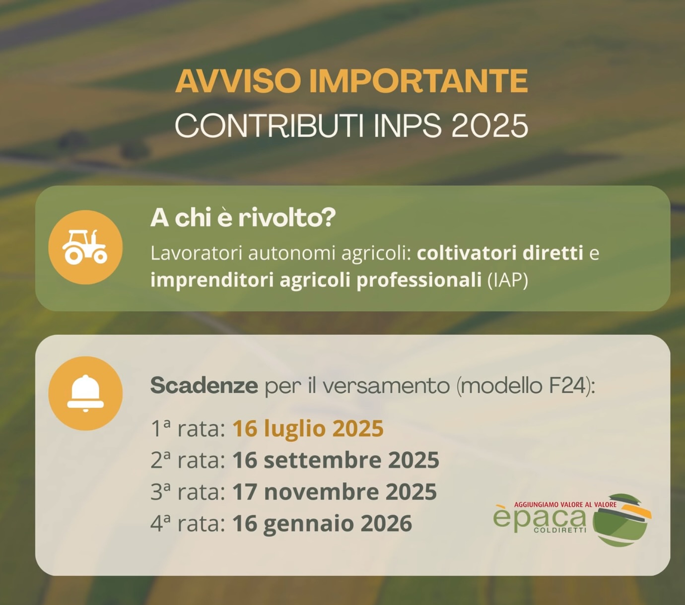 Coldiretti - 📢 AVVISO IMPORTANTE – CONTRIBUTI INPS 2025 Sei un ...