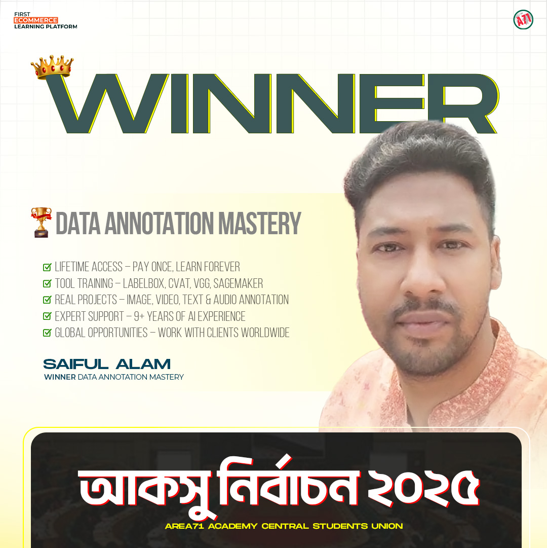 Area71 - Congratulations to Saiful Alam🎉 For Winning the Data ...