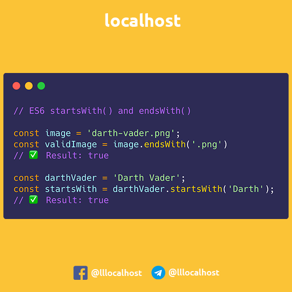 localhost - The endsWith() method determines whether a... | Facebook