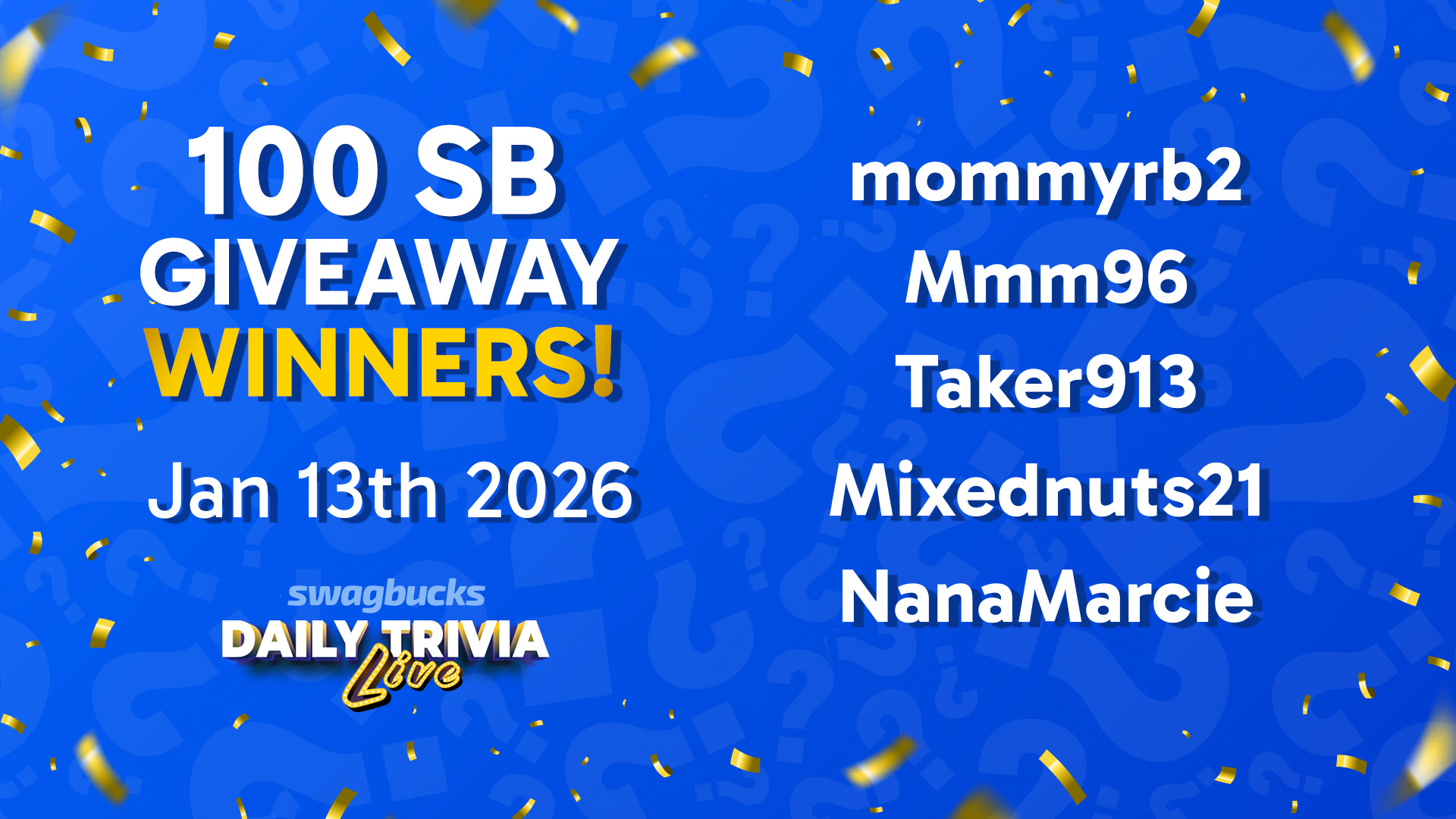 Swagbucks UK - Congratulations to the winners of Tuesday's... | Facebook