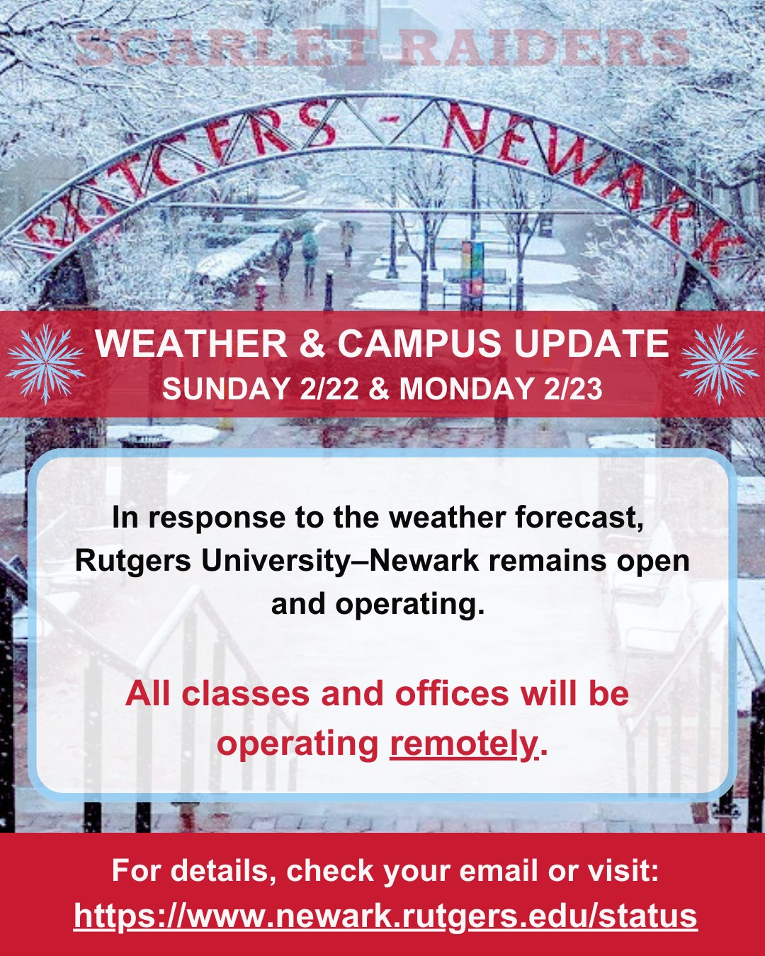 ️ WEATHER UPDATE: Rutgers... - Rutgers University—Newark | Facebook