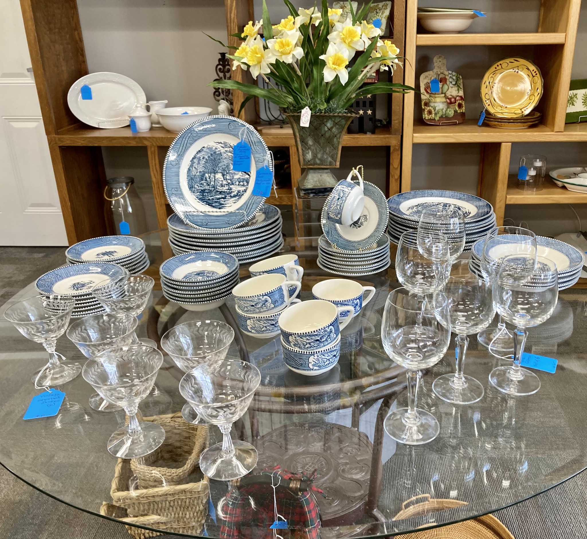 Beautiful glassware, china, and florals!- You can
