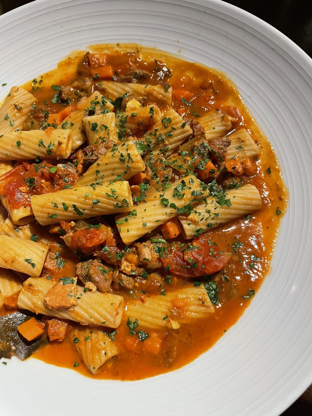 The Buck - Dinner tonight ⏩️ SICILIAN RAGU Rigatoni in a rich red wine ...