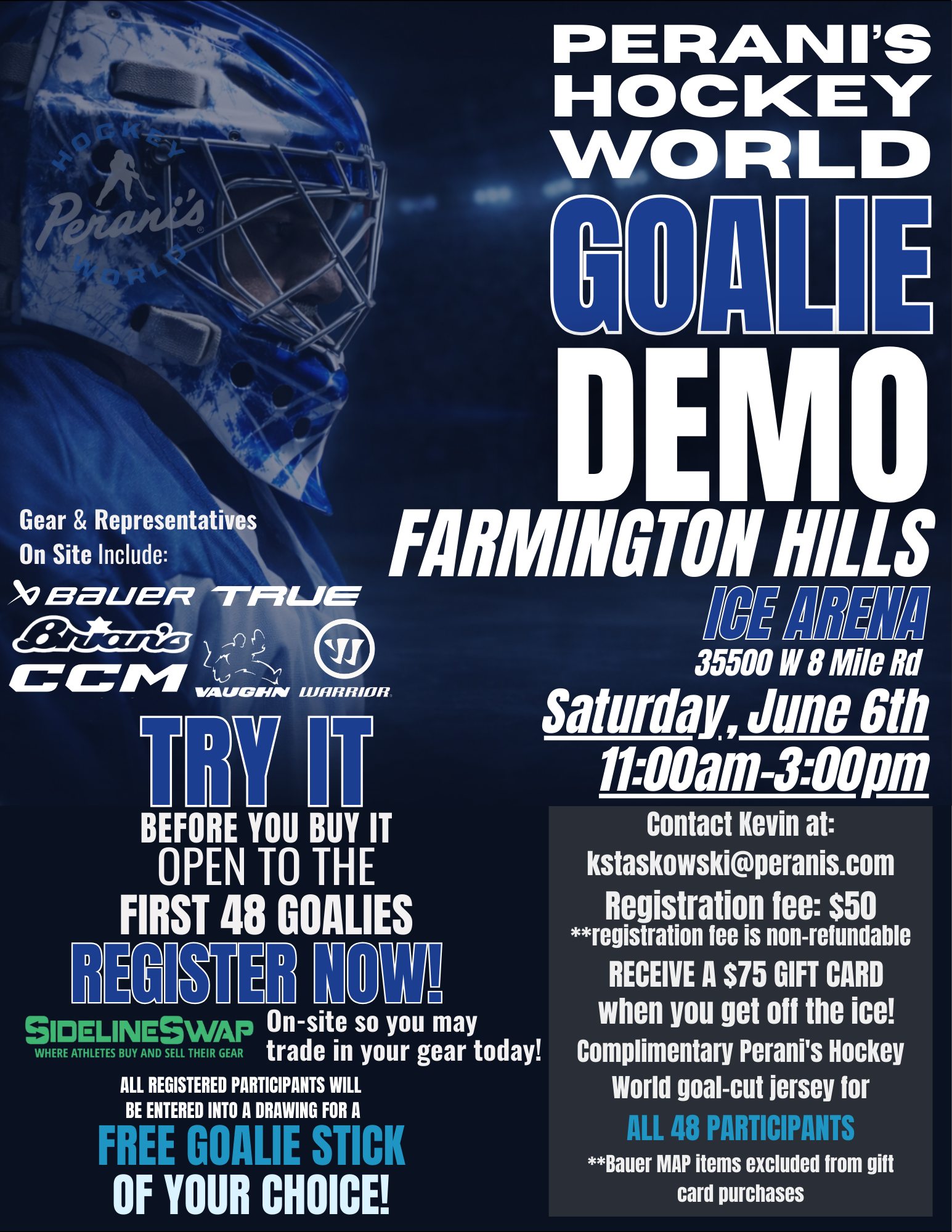 Perani's - Attention all goalies! Mark your calendars for Perani's ...